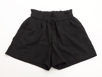 Czarne cienkie KRÓTKIE SPODENKI wysoki stan PAPERBAG _ XL