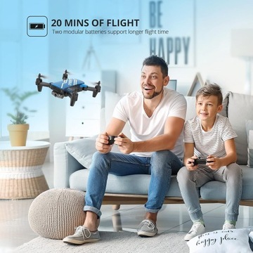 DEERC D20 niebieski mini dron dla dzieci z kamerą HD 720p, 2 baterie