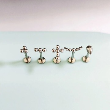 Титановые ручки ASTM F136 G23, Piercing sin rosca, Luna, Cruz,