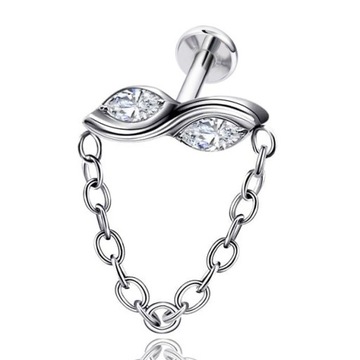 KOLCZYK LABRET SREBRNY HELIX TYTANOWY 1,2/6