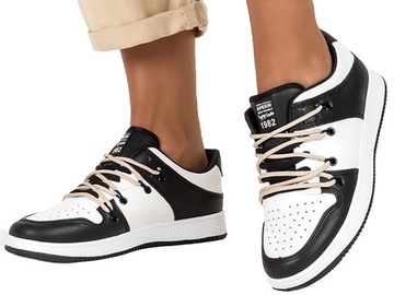 SNEAKERSY DAMSKIE BUTY SPORTOWE LEKKIE SZNUROWANE NISKIE BIAŁE WYGODNE r 40