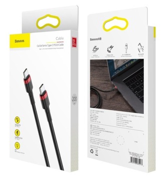 КАБЕЛЬ BASEUS USB-C TYPE-C PD, 60 Вт, БЫСТРАЯ ЗАРЯДКА, 2 м
