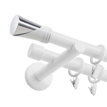 БЕЛЫЙ ДВОЙНОЙ МЕТАЛЛИЧЕСКИЙ КАРДИН 19мм 120см УЗОРЫ