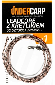 UnderCarp Leadcore z Krętlikiem do Szybkiej Wymiany 45lbs 100cm Brązowy
