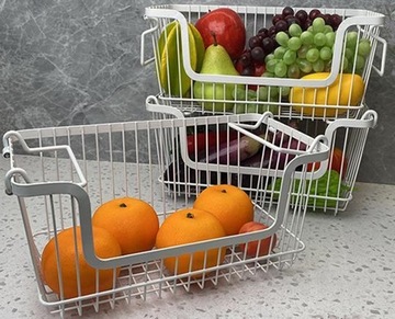 KOSZ KOSZYK NA OWOCE WARZYWA METALOWY BIAŁY
