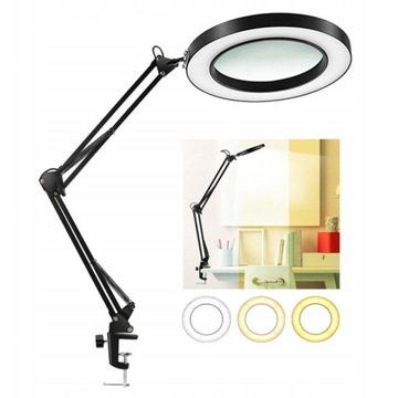 LAMPA KOSMETYCZNA Z LUPĄ DO BLATU LED 10W CZARNA