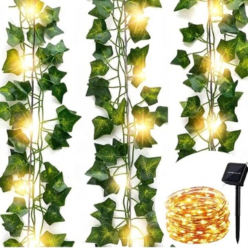 BLUSZCZ GIRLANDA SOLARNA LAMPA OGRODOWA LED LIŚCIE BLUSZCZU