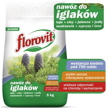 Nawóz do iglaków Florovit 5kg roślin iglastych nawożenie cis modrzew jodła