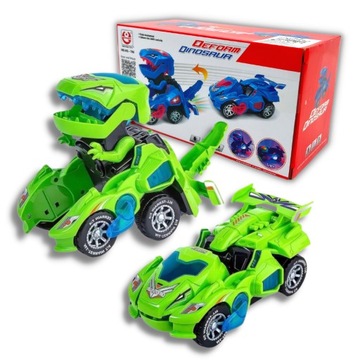 SAMOCHÓD AUTO DINOZAUR 2w1 LED DŹWIĘK JEŹDZI Zielony