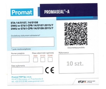 Oznakowania tabliczki etykiety Promaseal-A 10 szt