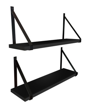 PÓŁKA ŚCIENNA WISZĄCA TYPU LOFT GINO - INDUSTRIALNA 55 CM CZARNA