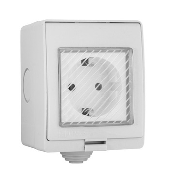 GNIAZDO 230V NATYNKOWE ZEWNĘTRZNE HERMETYCZNE IP55 Z KLAPKĄ