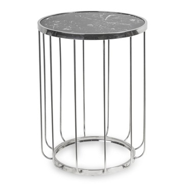 STOLIK KAWOWY METALOWY SREBRNY CZARNY50cm KWIETNIK