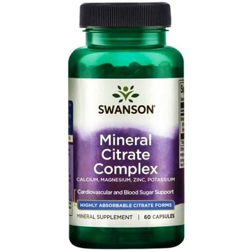 SWANSON MINERAŁY CYTRYNIANY wapń MAGNEZ potas CYNK