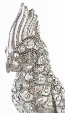 Серебряная фигурка попугая стразами на подставке