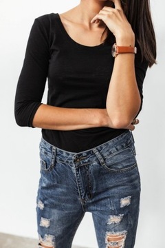 черная блузка с рукавами 3/4