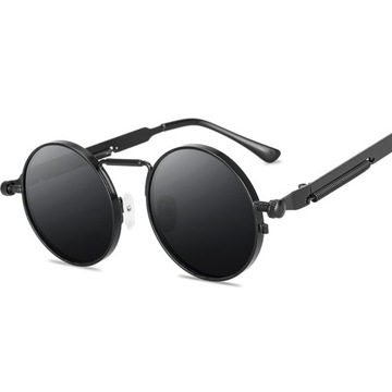 Retro męskie okulary przeciwsłoneczne w stylu Punk kolorowe okrągłe