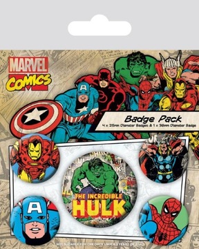 Przypinki do ubrań Marvel Retro Hulk zestaw 5 szt