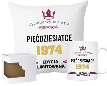 Poduszka + kubek prezent na 50-te URODZINY 50 LAT