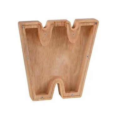 26 English Letters Shape Simple Wooden Piggy Cash Register Coin Home Ornam