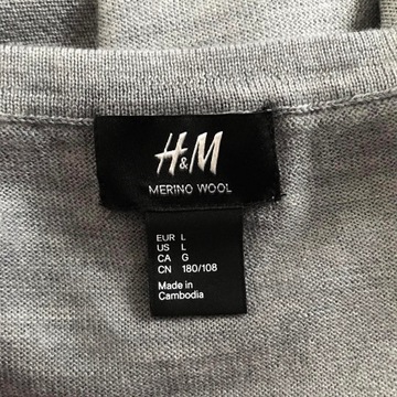 H&M sweter męski 100%wełna merino rozmiar:L