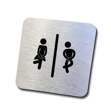 srebrna tabliczka informacyjna WC para