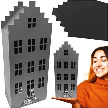 LAMPION NA ŚWIECE LED DOMEK OGRODOWY DO DOMU 35 CM STAL ANTRACYT LATARNIA