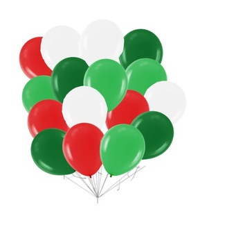 BALONY LATEKSOWE ŚWIĄTECZNE ZIELONE CZERWONE BIAŁE BOŻE NARODZENIE 20szt