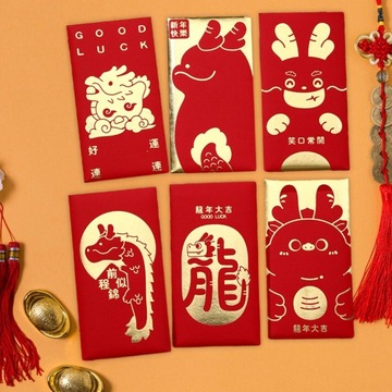 6шт китайский лунный год красные конверты поздравительные открытки конверты в стиле