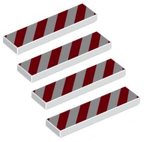 LEGO Tile 1x4 biała nadruk pasy 2431p02 4szt BWS