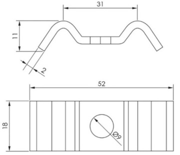 Зажим-держатель для крепления решеток платформы WEMA 8x70