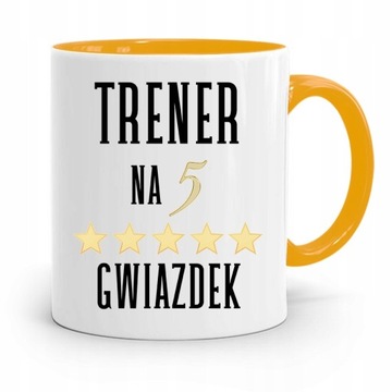 DLA TRENERA TRENERKI SIŁOWNIA KUBEK ŻÓŁTY PREZENT z Nadrukiem ze Zdjęciem