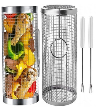 2 X KOSZ do grillowania warzyw obrotowa siatka ruszt na grill wędzarni 30x9
