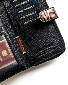 PETERSON Skórzany portfel damski z wężowym wzorem