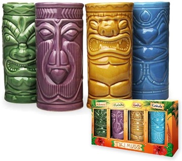 Zestaw TIKI HAWAJSKICH kubków do drinków 4 szt.