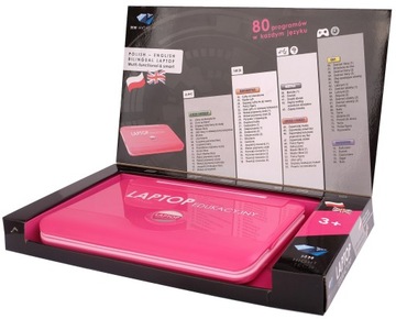 Laptop edukacyjny PL/ANG 160 Programów USB różowy