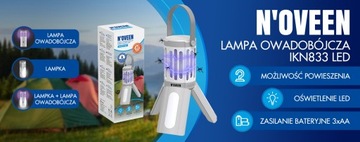 LAMPA owadobójcza LATARKA 2w1 NA OWADY KOMARY MUCHY ĆMY SKUTECZNA + GRATIS