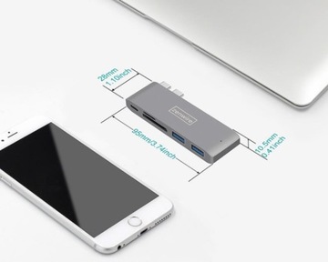 АДАПТЕР HUB 5in1 USB-C 3.1 MACBOOK PRO/AIR USB SD