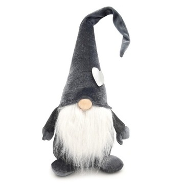 SKRZAT KRASNAL GNOM ŚWIĄTECZNY SZARY Z BRODĄ 40 cm