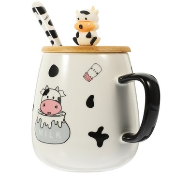 KUBEK DO KAWY Z POKRYWKĄ Z PORCELANY KARTONOWEJ KRÓWKI