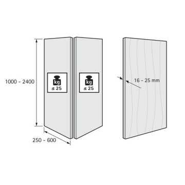 Hettich WingLine L push move system lewy biały do drzwi składanych Tip-On