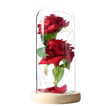 ETERNAL ROSE 2 РОЗЫ В СТЕКЛЕ LED СВЕТЯЩАЯСЯ КОРОБКА ПОДАРОК ​​НА ЖЕНСКИЙ ДЕНЬ