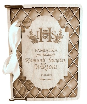 Drewniana kartka KOMUNIA ŚWIĘTA grawer 13x18 K3