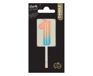 1 Świeczka na tort Neon 4,5 cm, 1 szt.