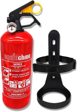 GAŚNICA SAMOCHODOWA 1KG + UCHWYT MANOMETR GP1x ABC prod. 2025