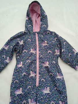 86/92 ВЕСЕННИЙ КОМБИНЕЗОН С КАПЮШОНОМ, ФЛИСОВЫЙ ЕДИНОРОГ