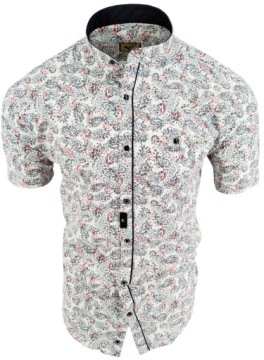 KOSZULA MĘSKA BIAŁA WZOREK ZE STÓJKĄ SDN 676 XXL