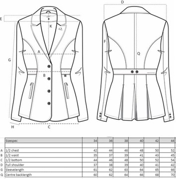 QHP JULIET Черное пальто для верховой езды [R: 36]