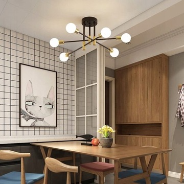 ПОДВЕСНОЙ ПОТОЛОЧНЫЙ СВЕТИЛЬНИК, ЛЮСТРА E27, ЧЕРНЫЙ + ЗОЛОТО, СОВРЕМЕННЫЙ