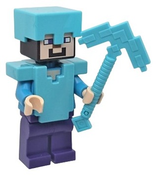 LEGO FIGURKA Minecraft Steve + Kilof + Zbroja Diamentowa